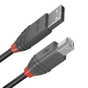 Καλώδιο USB A σε USB B LINDY 36677 10 m Μαύρο Γκρι