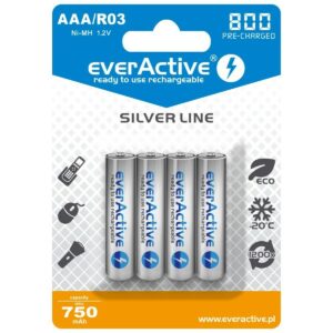 Επαναφορτιζόμενες Μπαταρίες EverActive EVHRL03-800 R03 AAA 1,2 V