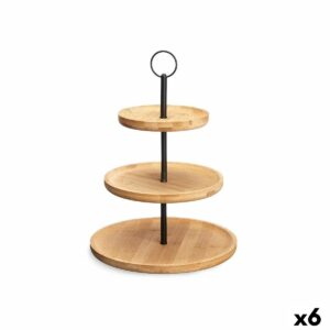 Μπολ για Φρούτα Μαύρο Φυσικό Μέταλλο Bamboo 25 x 37 x 25 cm (x6)