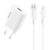 Network charger VFAN E01, 1x USB, 2.4A + Lightning cable (white)