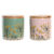 Σκάφος DKD Home Decor Πράσινο Ροζ Bamboo Πήλινα Λουλουδάτο Shabby Chic 11,5 x 11,5 x 12 cm (x2)