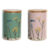 Σκάφος DKD Home Decor Πράσινο Ροζ Bamboo Πήλινα Λουλουδάτο Shabby Chic 11,5 x 11,5 x 17,5 cm (x2)