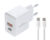 POWERTECH φορτιστής τοίχου PT-1249, καλώδιο, USB/USB-C, 30W, GaN, λευκός